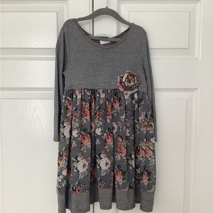Bonnie Jean Gray Floral Chiffon Skirt Dress Flower 6